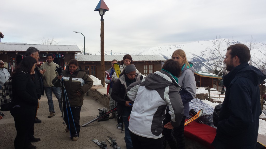 Sustainable Management students gearing up for downhill skiing.