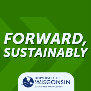 A logo for the Forward Sustainably podcast.