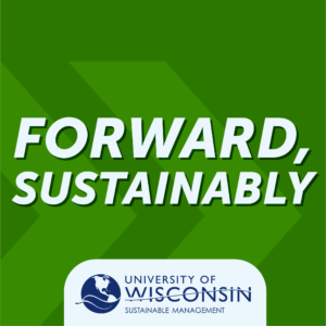 A logo for the Forward Sustainably podcast. 