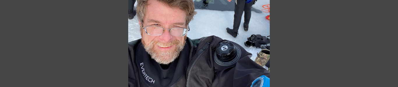 Selfie of Advisory Board Member, Derrick Edwards, in scuba diving gear.