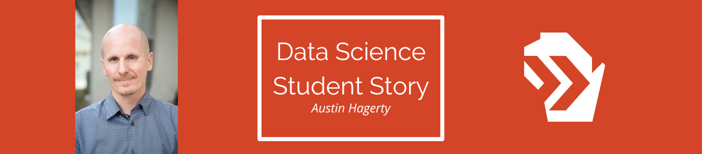 A graphic featuring UW Data Science graduate Austin Hagerty.