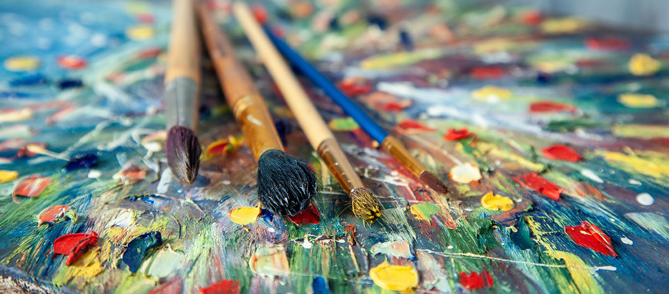 paintbrushes on a canvas