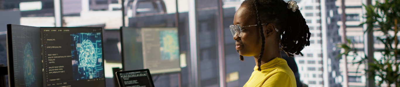 woman working on a computer system